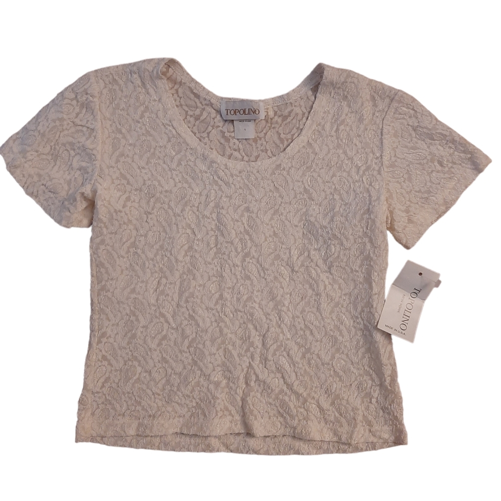 Vintage Topolino White Lace Top NWT Size Large